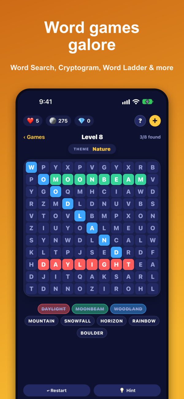 Word Search with a Nature theme